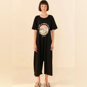 FarmRio black cotton jumpsuit